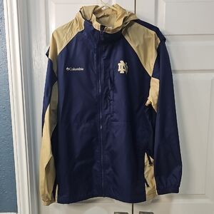 Columbia Men's Notre Dame Irish Blue Gold Windbreaker Hoodie Large